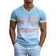 Men's Personalized Casual V-neck Bright Suede Stitching Short-sleeved T-shirt