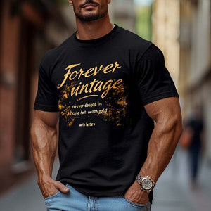 Men's Letter Print Short Sleeve Cotton T-Shirt