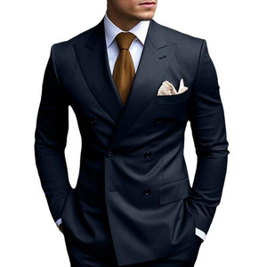 Men's Solid Color Double Breasted Blazer