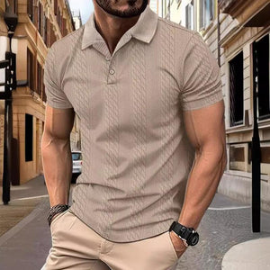 Men's Jacquard Texture Short-Sleeved Polo Shirt