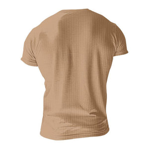 Men's Casual Stretch Knit Short Sleeve Henley T-Shirt