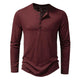 Men's Casual Henley Collar Solid Long Sleeve T-Shirt