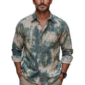 Men's Fashion Retro Mottled Print Casual Shirt