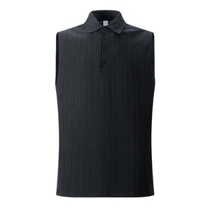 Men's Solid Color Lapel Pullover Tank Tops