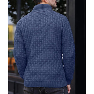 Men's Casual Jacquard Knit Lapel Sweater
