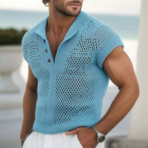 Men's Summer Fashion Knitted Mesh Breathable T-shirt