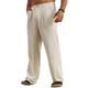 Men's Casual Cotton And Linen Solid Color Elastic Beach Pants