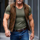Men's Vintage Brown Suede Stand Collar Vest
