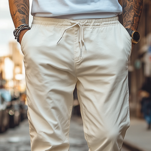 Men's Spring Fashion Casual Cotton Blended Elastic Waist Pants