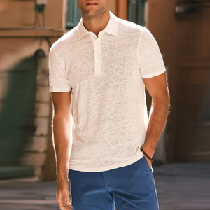 Men's Casual Comfort Cotton Lapel Loose Short Sleeve Polo Shirt