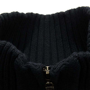 Men's Casual Stand Collar Zipper Slim Fit Knit Cardigan