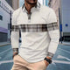 Men's Casual Long Sleeve Colorblock Button Waffle Polo Shirt