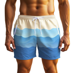 Men's Fashion Wave Striped Casual Sports Shorts