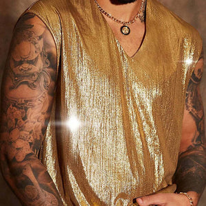 Men's Glitter Casual Solid Color Tank Top