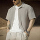 Men's Casual Gray Textured Short-sleeved Shirt