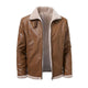 Men's Vintage Thick Warm Fur Lapel Zipper Slim Fit Leather Jacket