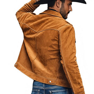 Men's Spring And Autumn Brown Vintage Tassel Suede Jacket