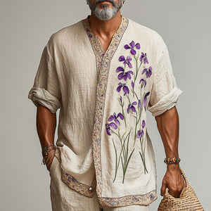 Men's Spring Fashion Retro Cotton And Linen Long Sleeve Shirt