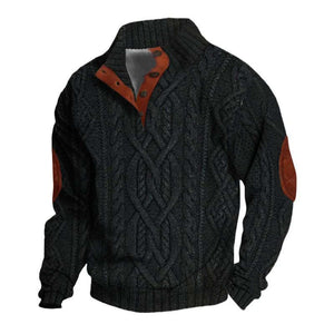 Men's Vintage Stand Collar Knitted Cable Sweater