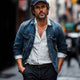 Men's Vintage Dark Blue Washed Denim Jacket