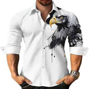 Men's Animal Print Long Sleeve Lapel Shirt