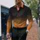Men's Gradient Lapel Button Loose Long Sleeve Shirt