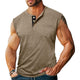 Men's Casual Cotton Blend Contrast Henley Neck Tank Top