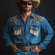 Men's Vintage Dark Blue Embroidered Tassel Western Denim Shirt