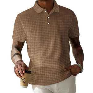 Men's Textured Striped Short-Sleeved POLO Shirt