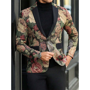 Men's Floral Jacquard Casual Blazer