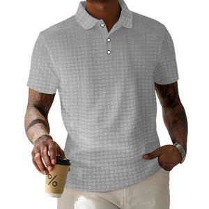 Men's Textured Striped Short-Sleeved POLO Shirt