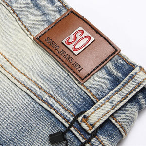 Men's Punk Patchwork Ripped Stretch Jeans