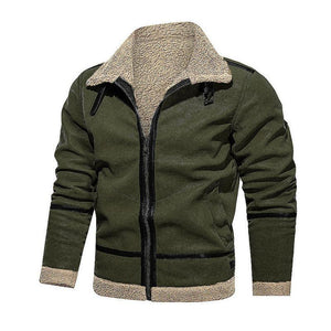 Men's Vintage Suede Lambswool Warm Lapel Zipper Loose Jacket