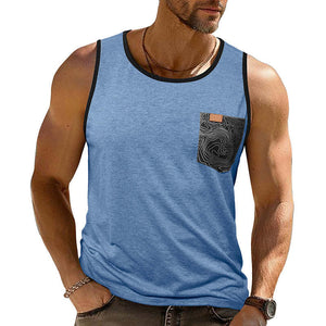 Men's Contrast Color Crew Neck Tank Top