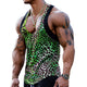 Men's Sexy U-Neck Leopard Print Patchwork Tank Top