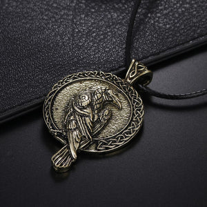 Vintage Casual Ancient Celtic Raven Viking Necklace