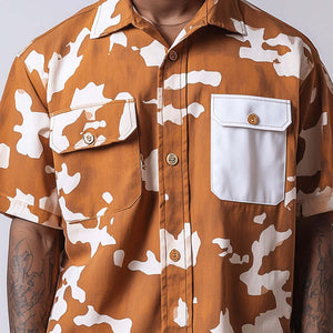 Men's Contrast Print Short Sleeve Casual Shirt