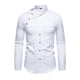 Men's Casual Lapel Slanted Placket Asymmetric Slim Fit Long Sleeve Shirt