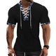Men's Casual Contrast Color Laced Short Sleeve T-Shirt