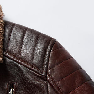 Men's Vintage PU Fleece Leather Jacket
