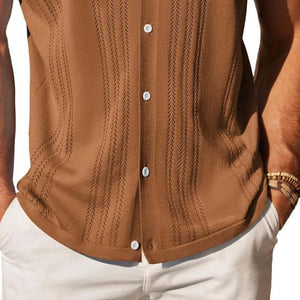 Men's Knitted Single-Breasted Short-Sleeved Polo Shirt
