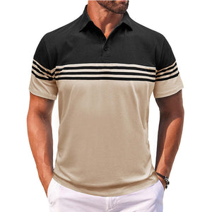 Men's Casual Striped Short Sleeve POLO Shirt