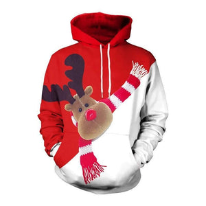 Men's Christmas Print Graffiti Casual Hoodie