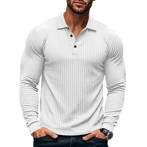 Men's Casual Elastic Long Sleeve POLO Shirt