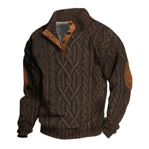 Men's Vintage Stand Collar Knitted Cable Sweater