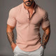 Men's Retro Casual Stand Collar Elastic Short Sleeve Shirt