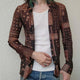 Men's Retro Casual Geometric Print Lapel Long Sleeve Shirt