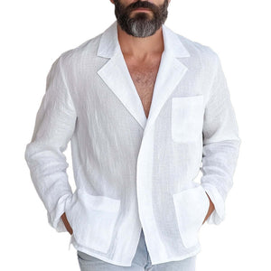 Men's Cotton And Linen Loose Thin Blazer