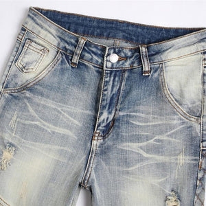 Men's Punk Patchwork Ripped Stretch Jeans