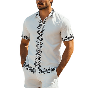 Men's Fashion Casual Spring And Summer Vacation Printed Short Sleeve Shirt